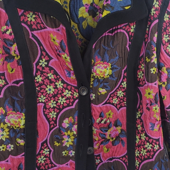 Canvasback Vintage Vibrant Multicolor Flower Cotton Blend Blazer Size 14 - Picture 3 of 9